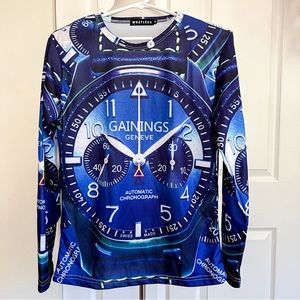 Whatlees Chronograph Blue and White Long Sleeve Shirt Mens Sz Medium
